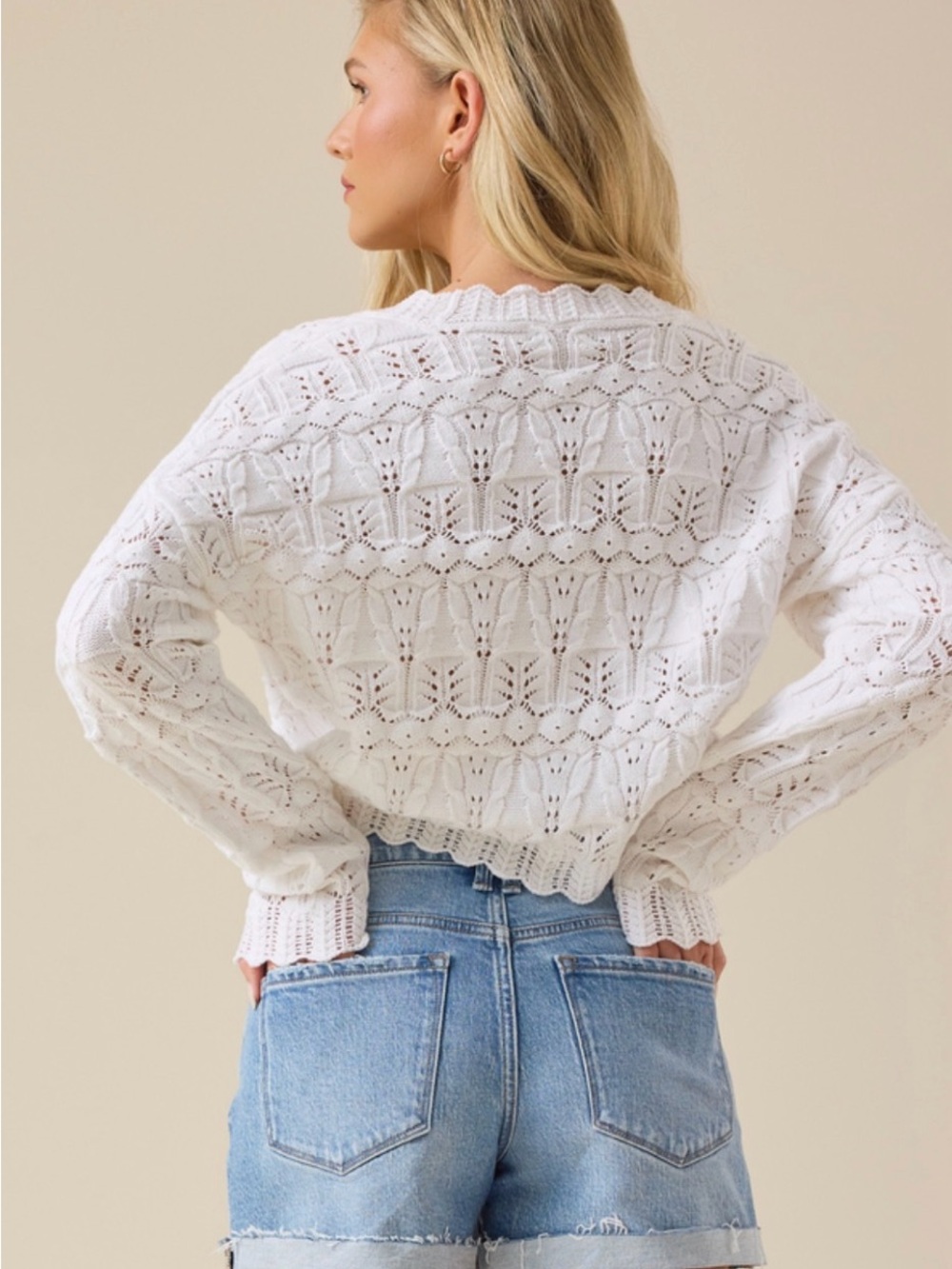 Altar'd State Cream Crochet Knit Cardigan - Picture 4 of 7